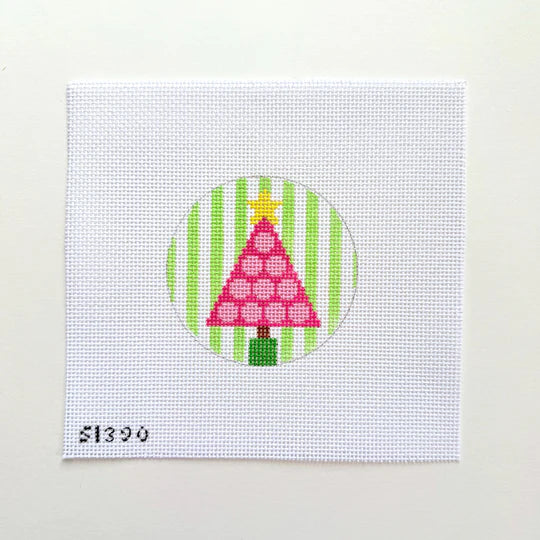 Pink Tree with Polka Dots on Stripes