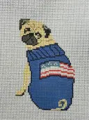 Pug in US Flag Sweater Canvas