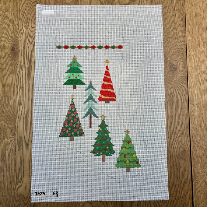 Christmas Trees Stocking Canvas