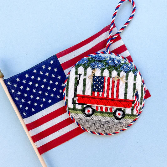 Patriotic Wagon Needlepoint Canvas & Stitch Guide