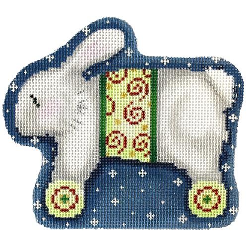White Bunny on Wheels Ornament Canvas