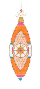 Vintage Ornament Orange/Blue/Pink Canvas