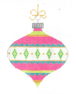 Vintage Ornament Pink/Blue/Green Canvas