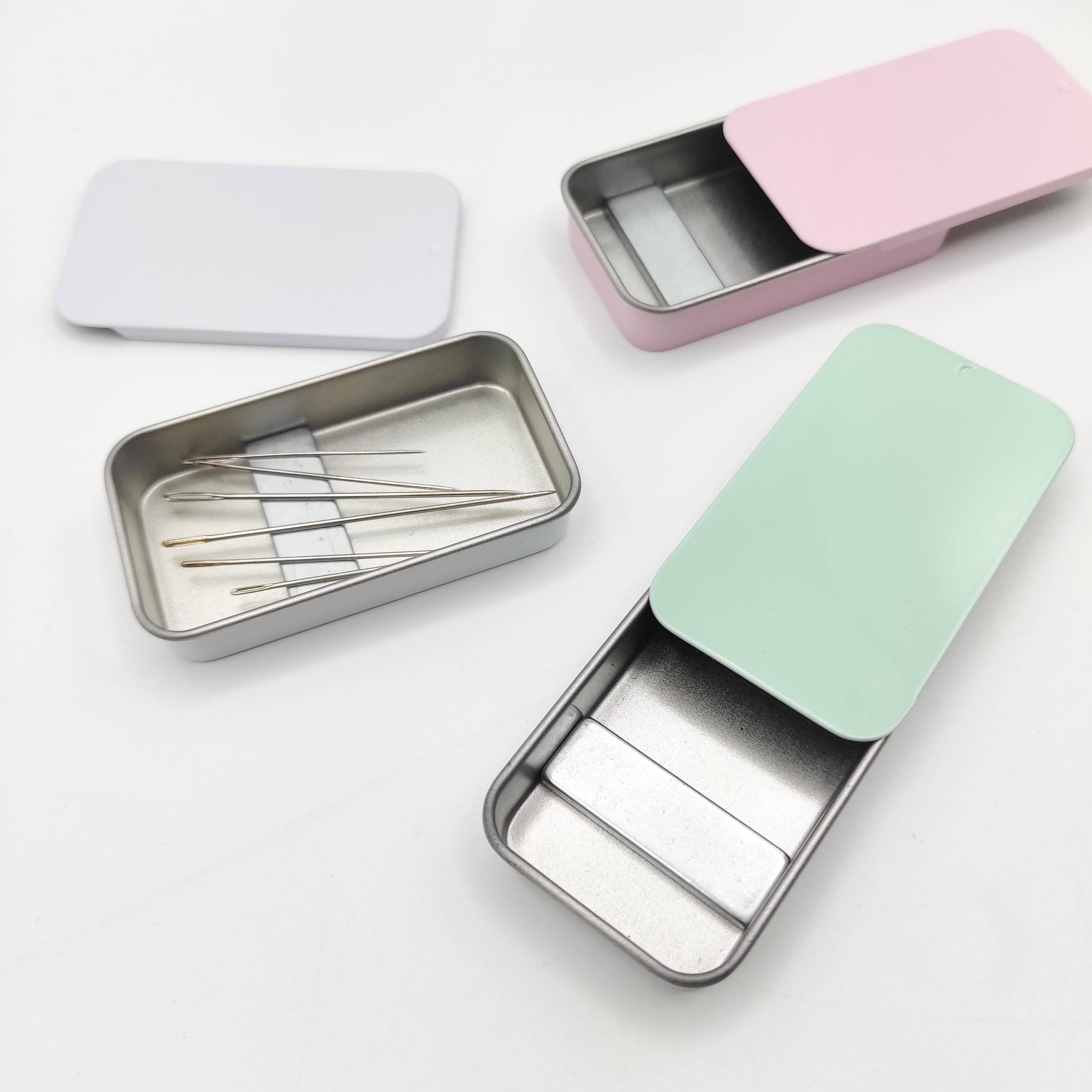 Modern Style Small Magnetic Tin Needle Case - Crafting Essential: Blue