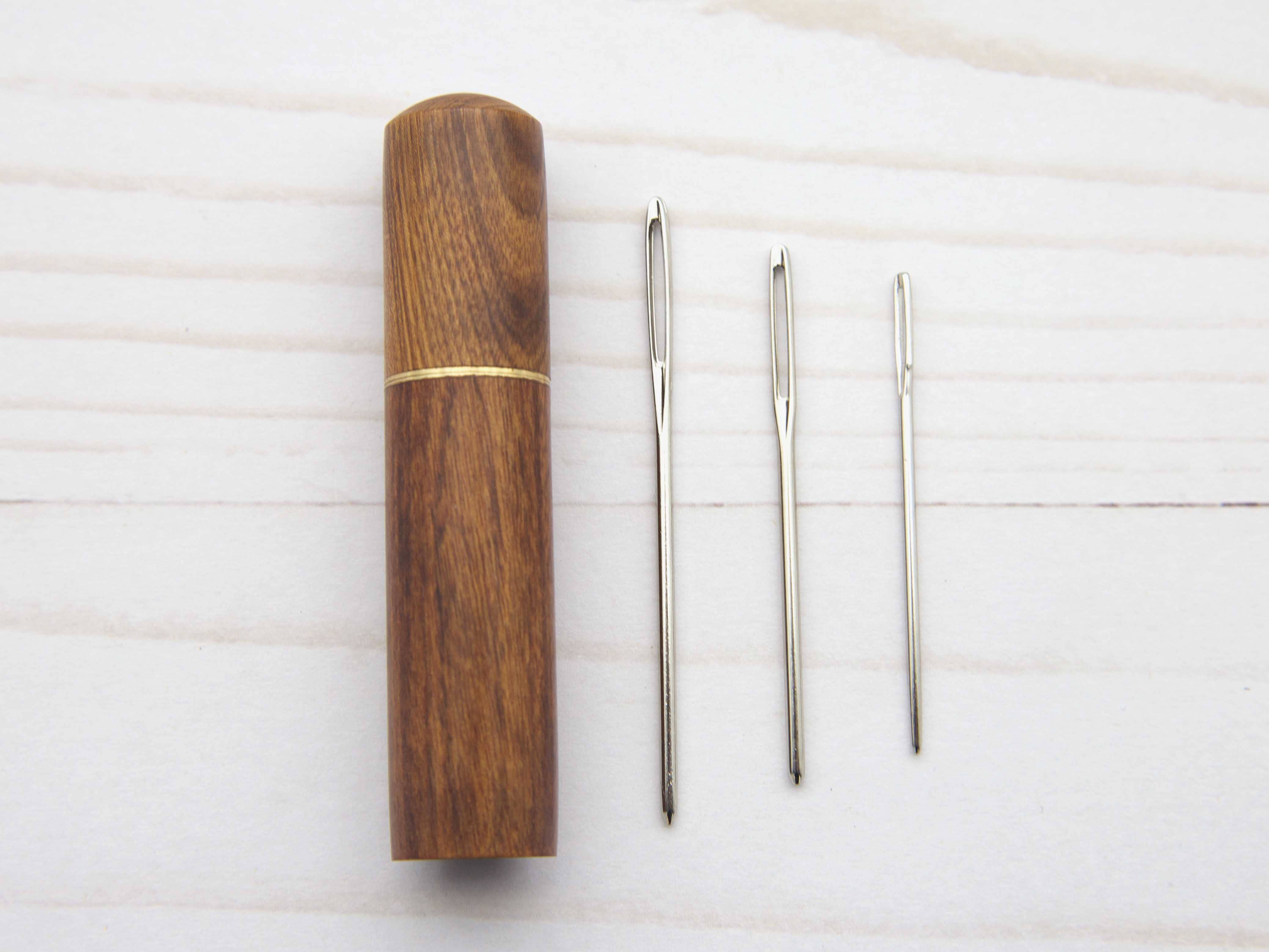 Wooden Darning Needle Storage Cases Tapestry Knitting: Dark Brown