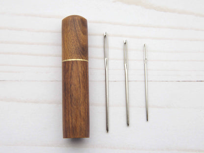 Wooden Darning Needle Storage Cases Tapestry Knitting: Dark Brown