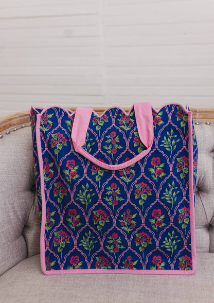 Midnight Luxe | Quilted Scalloped Large Tote Bag