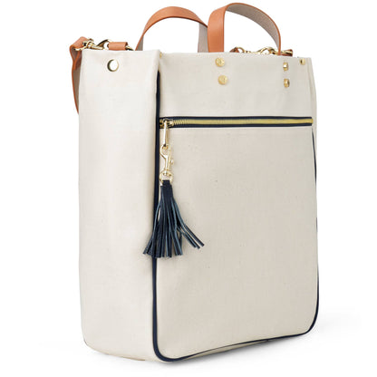 "Parker" Sailor Canvas Tote with Leather Accents