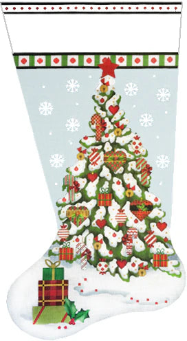 Christmas Heart Tree Stocking Canvas