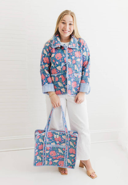 Seascape | Large Quilted Zipper Tote Bag