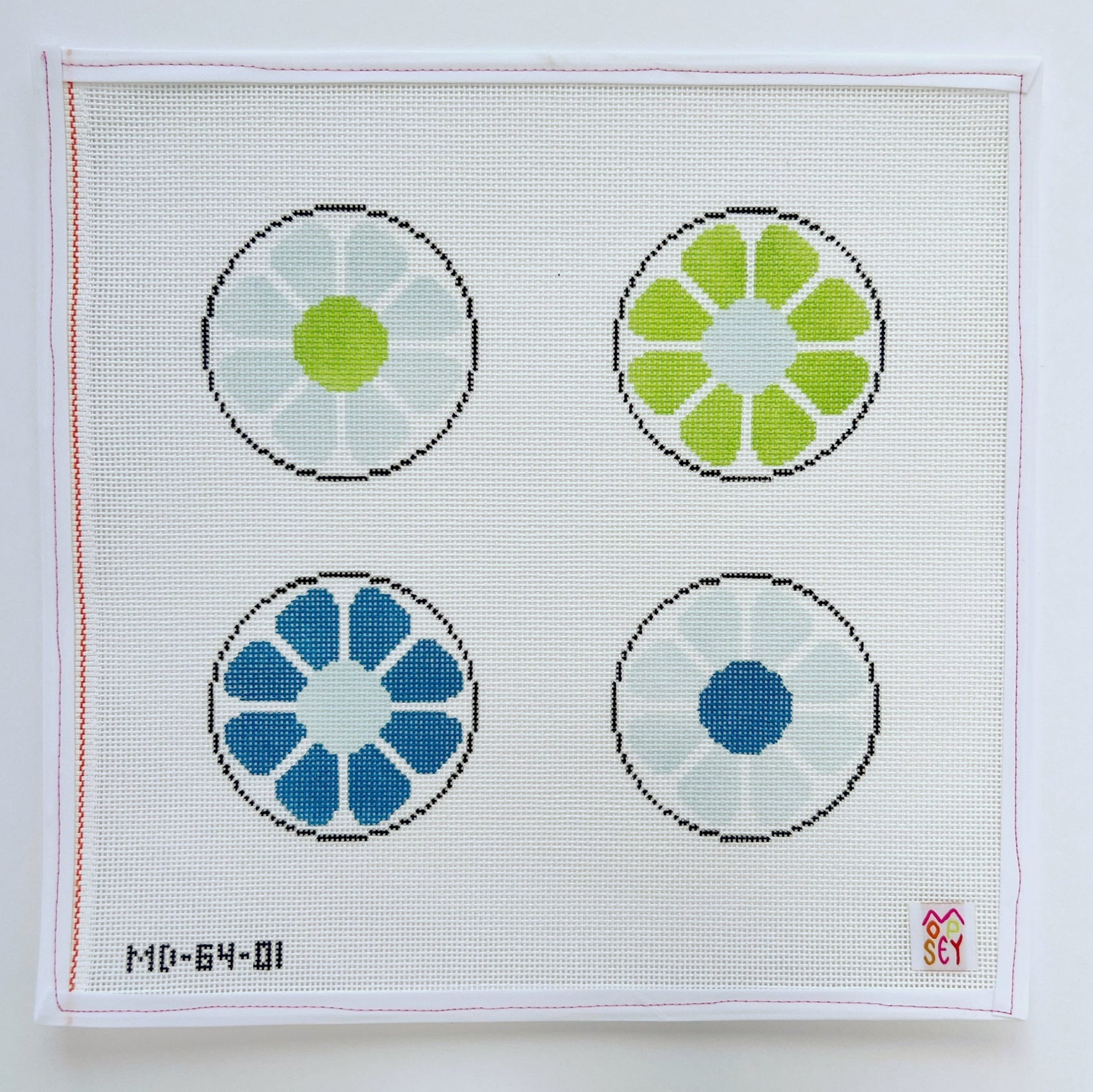 Mod Floral Coasters - Blue & Green Canvas