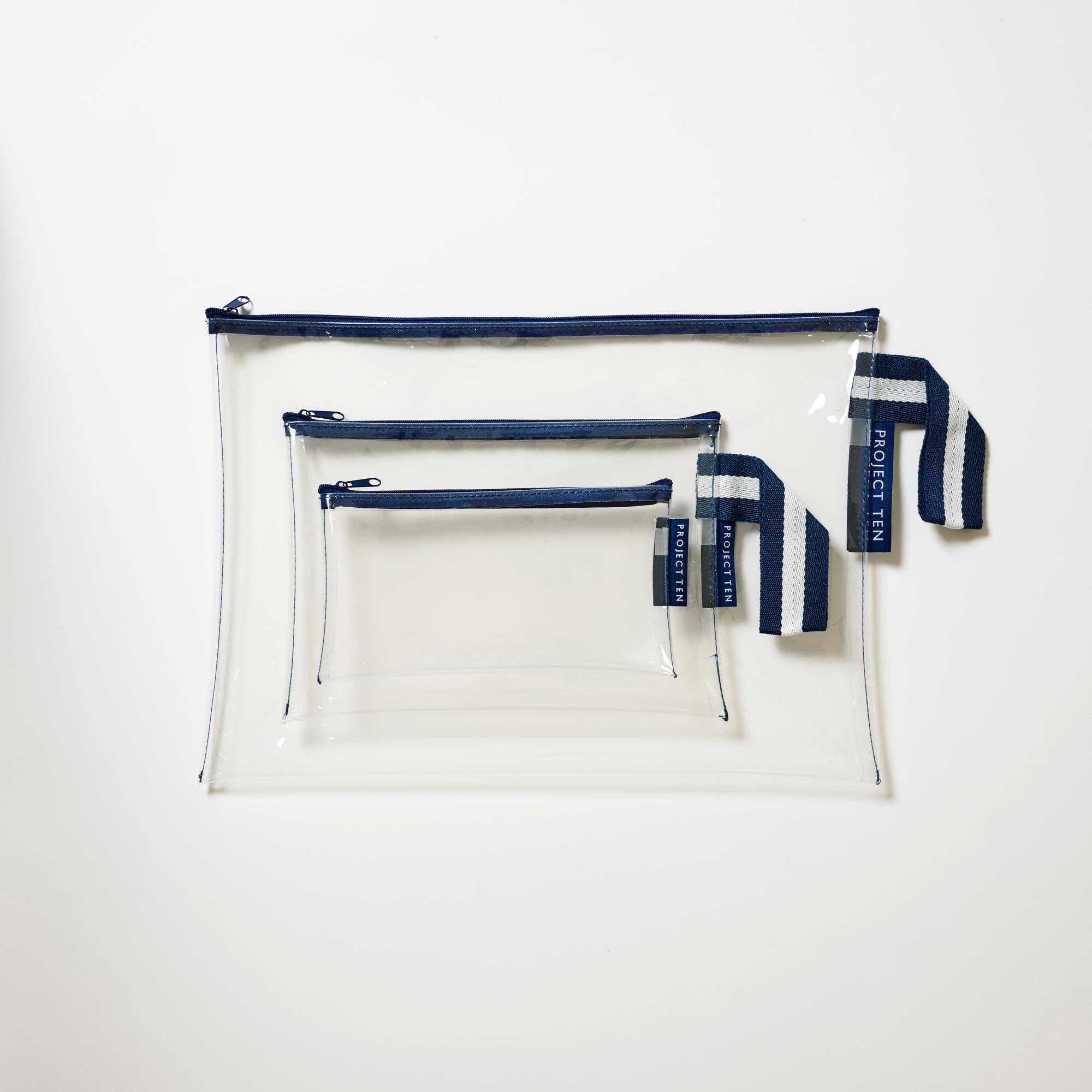 Clear Zip Pouch Bundle (x3 sizes) – Navy