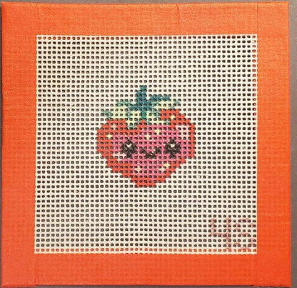 Strawberry Hand‑Painted Needlepoint Canvas, 14 mesh