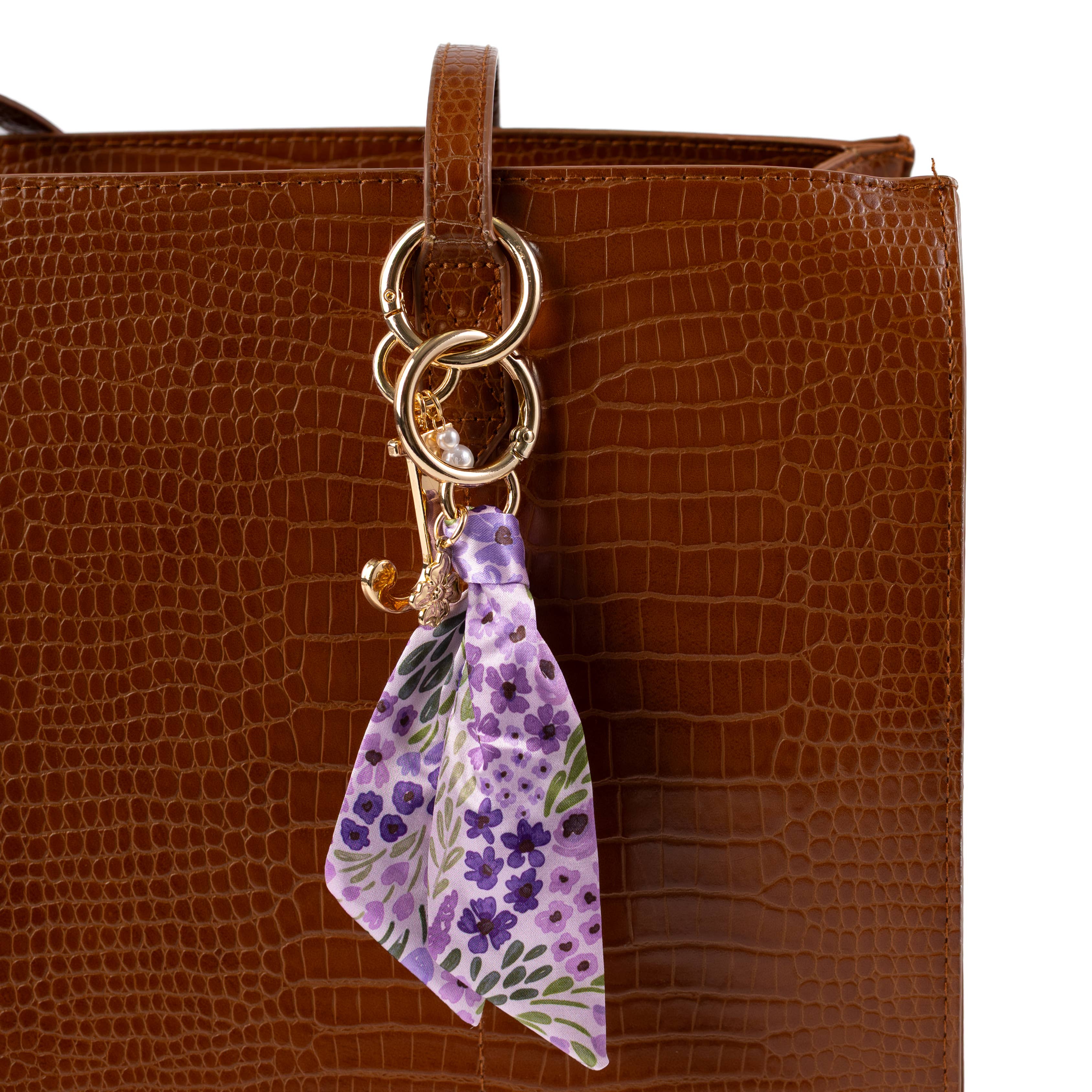 Lilac Floral Satin Keychain
