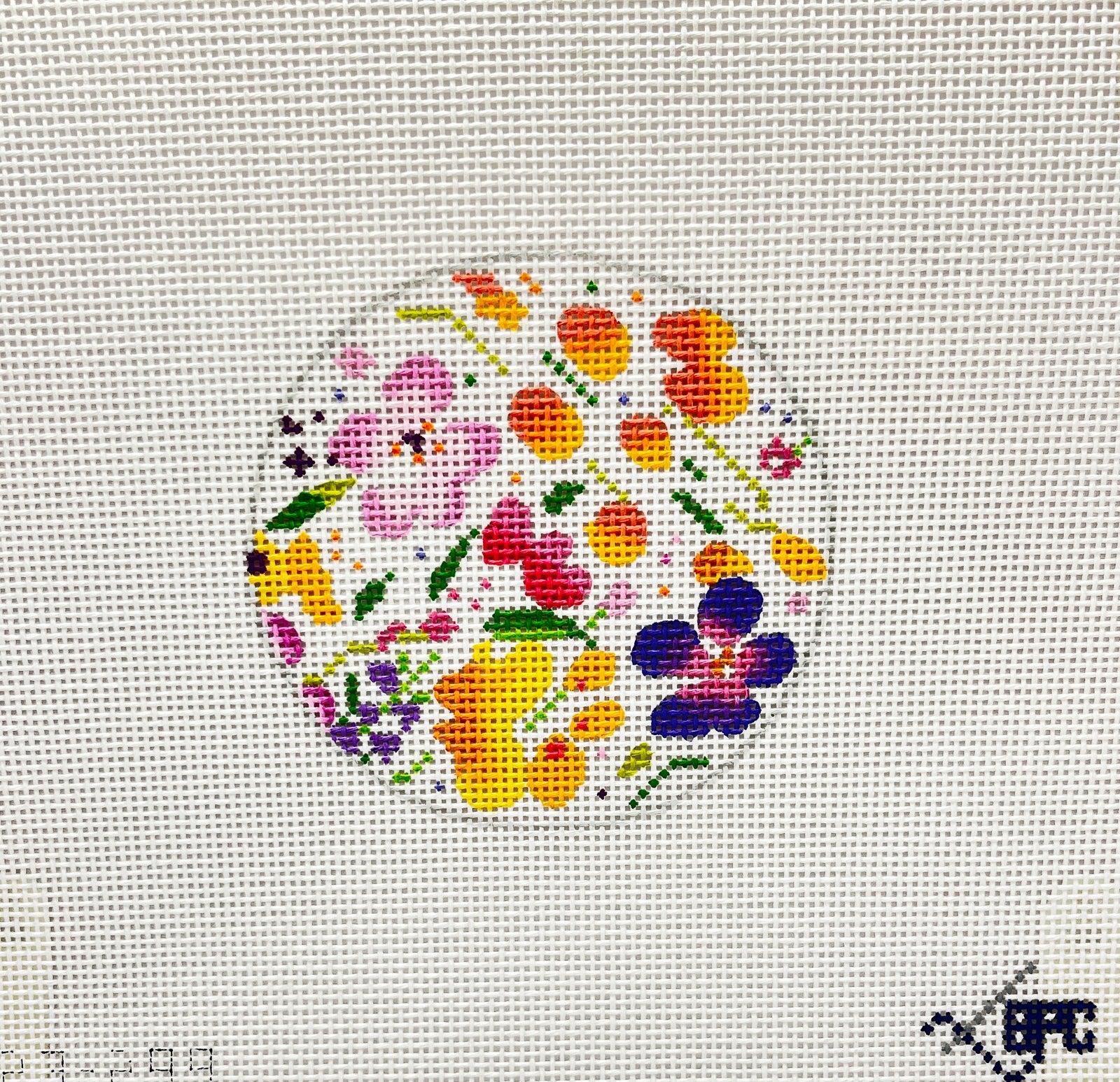Peppy Floral 4" Round Canvas