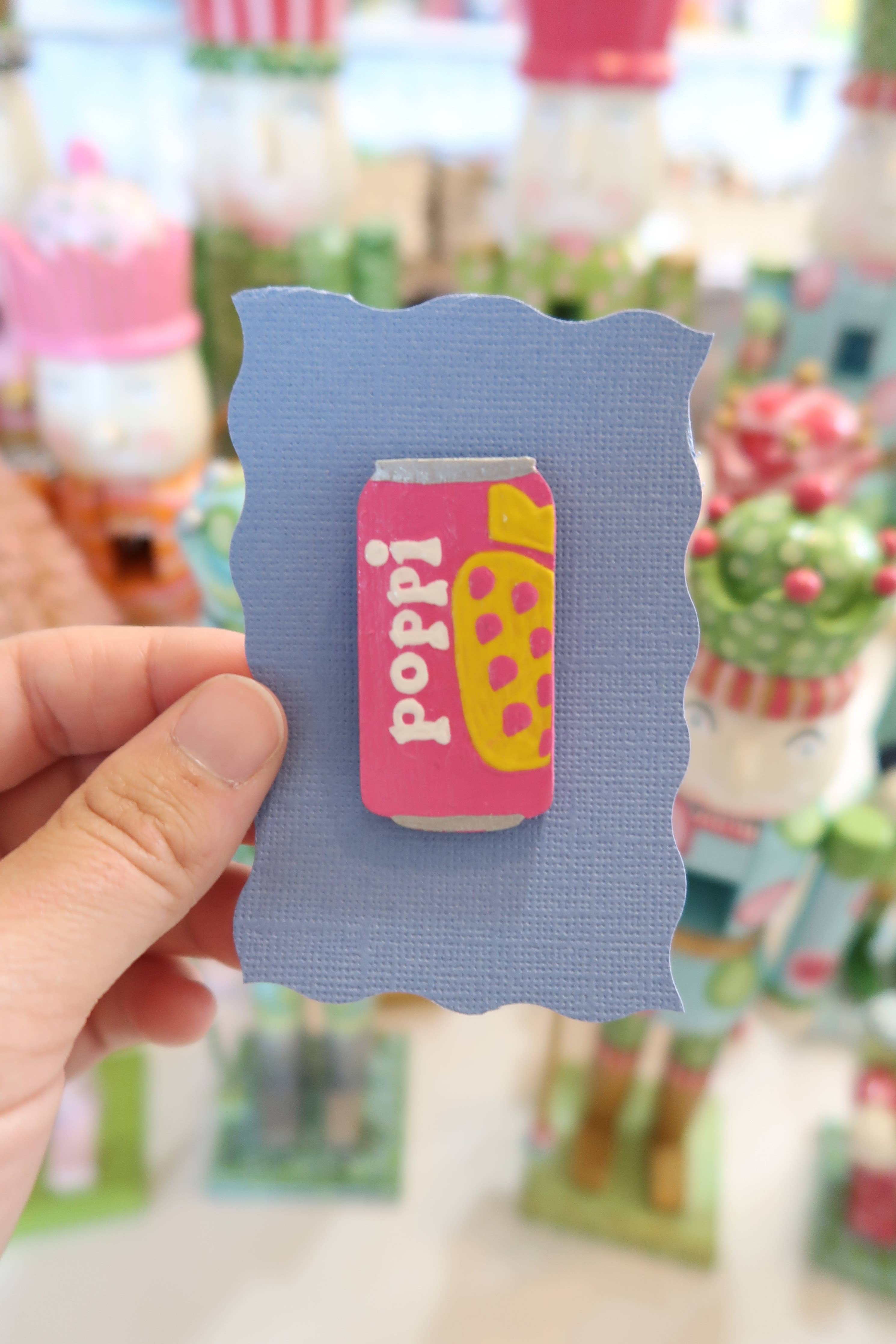 Handbpainted sodie can needle minders: Diet cola