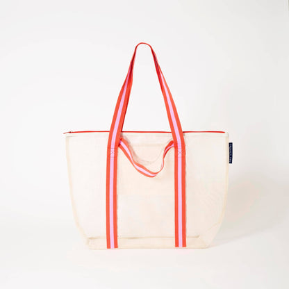 Mesh Zip Medium Tote – Ecru