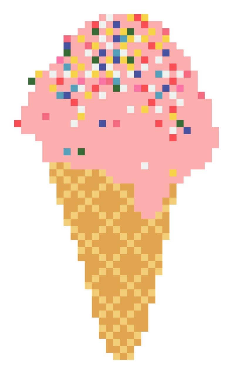 Pink Ice Cream Cone Needlepoint Canvas