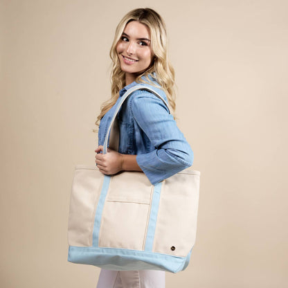 The Signature Canvas Tote Bag–Light Blue