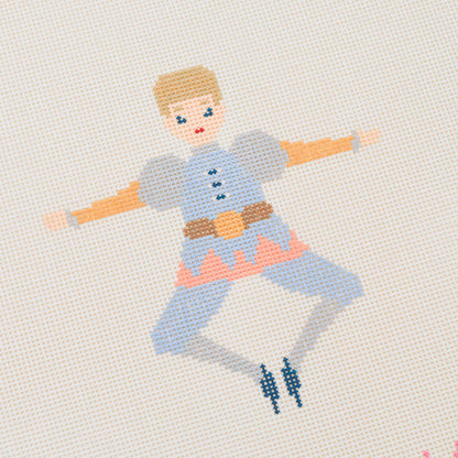 12 Days Of Christmas - Ten Lords A-Leaping Hand Painted Needlepoint Canvas
