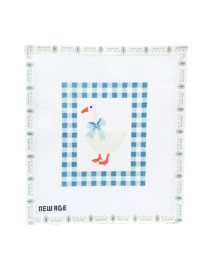 Gingham Blue Baby Goose Canvas