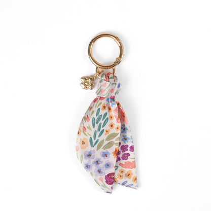 Floral Satin Keychain: Blue Stripes