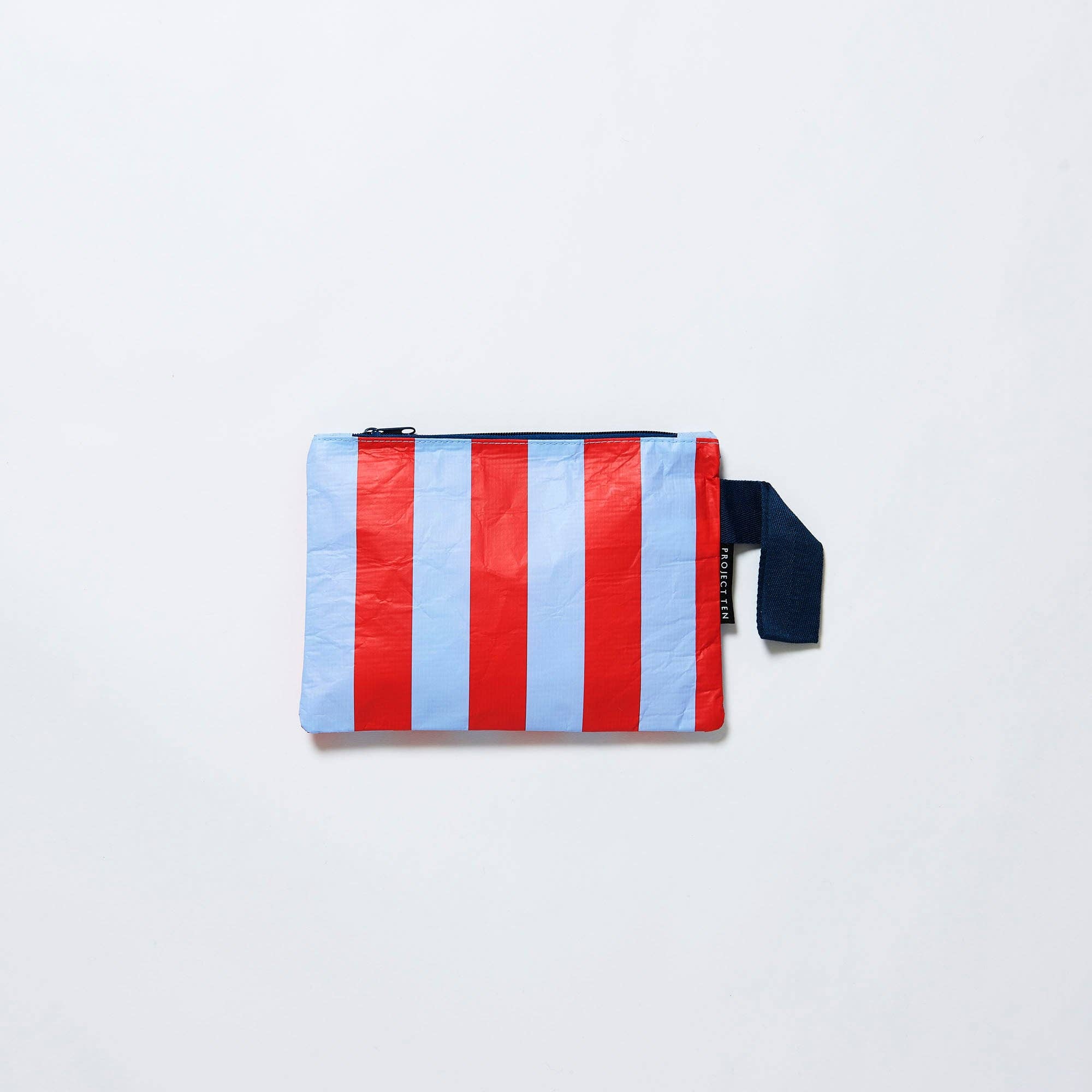 Red Blue Stripe Mini Zip Pouch