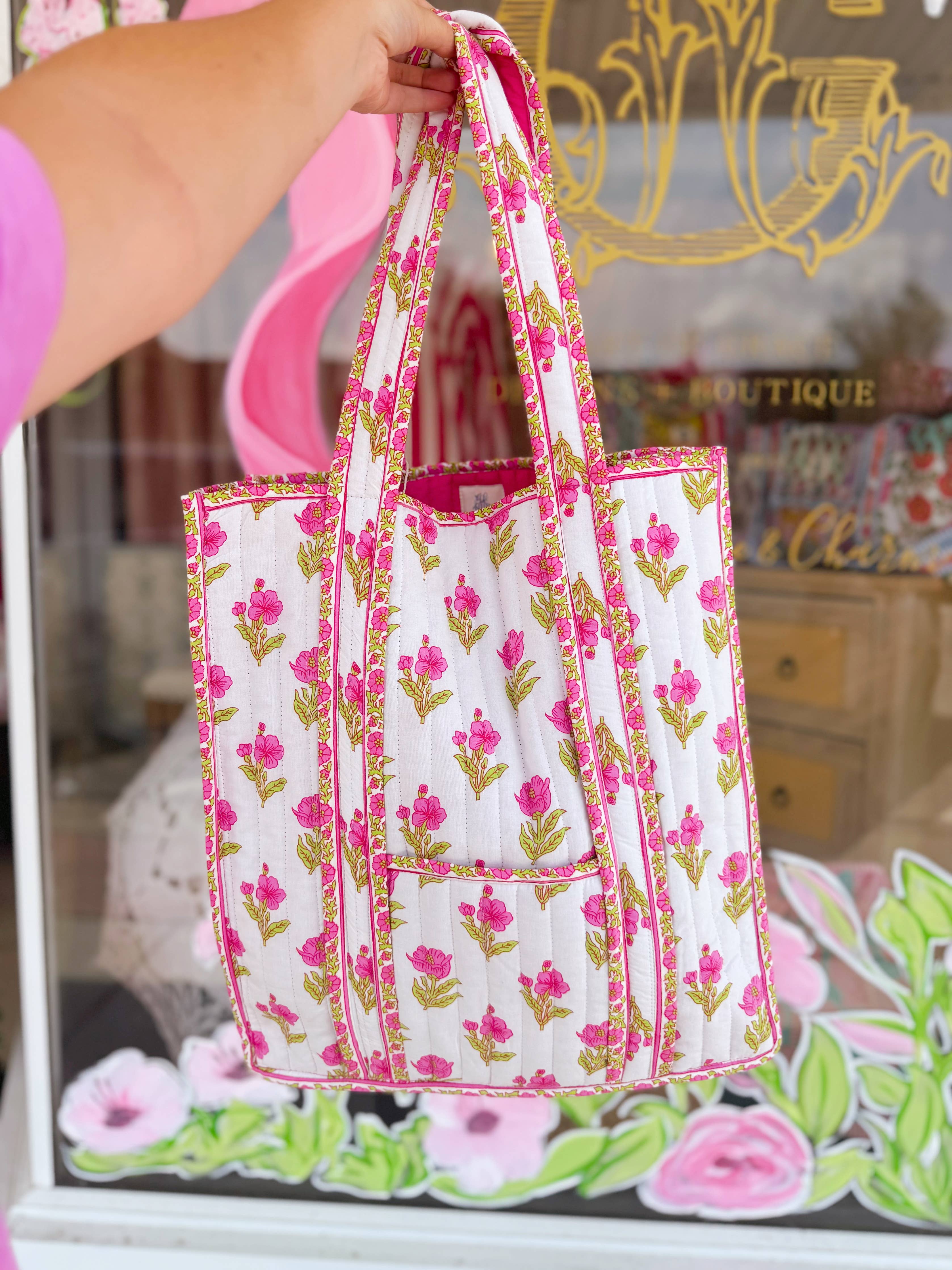 Magnolia Luxe | Large Quilted Tote Bag