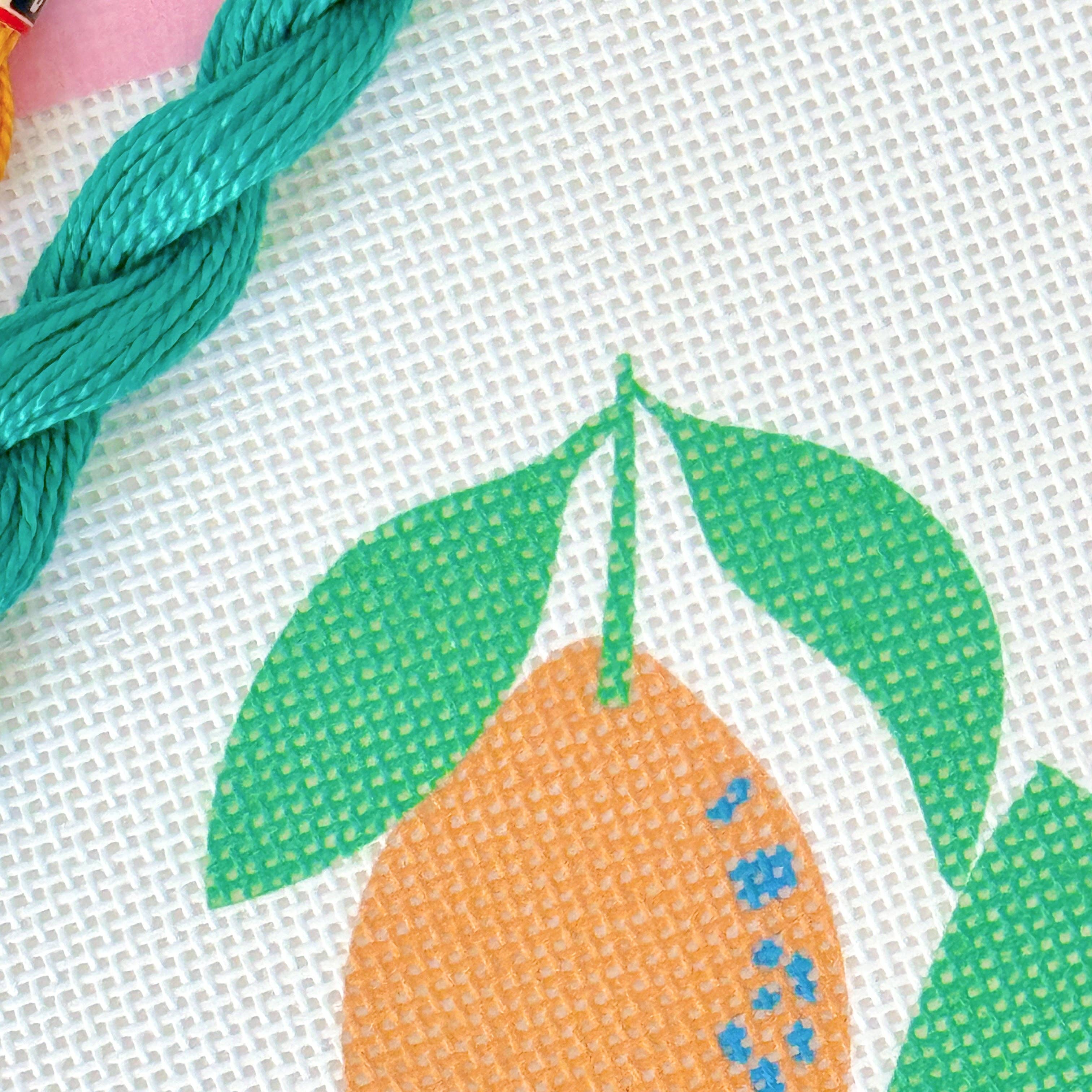 Lemon Tree Needlepoint Canvas, Lemons Summer Needlepoint Canvas, Artisan Printed Canvas, 4x5” Design 18 Mesh