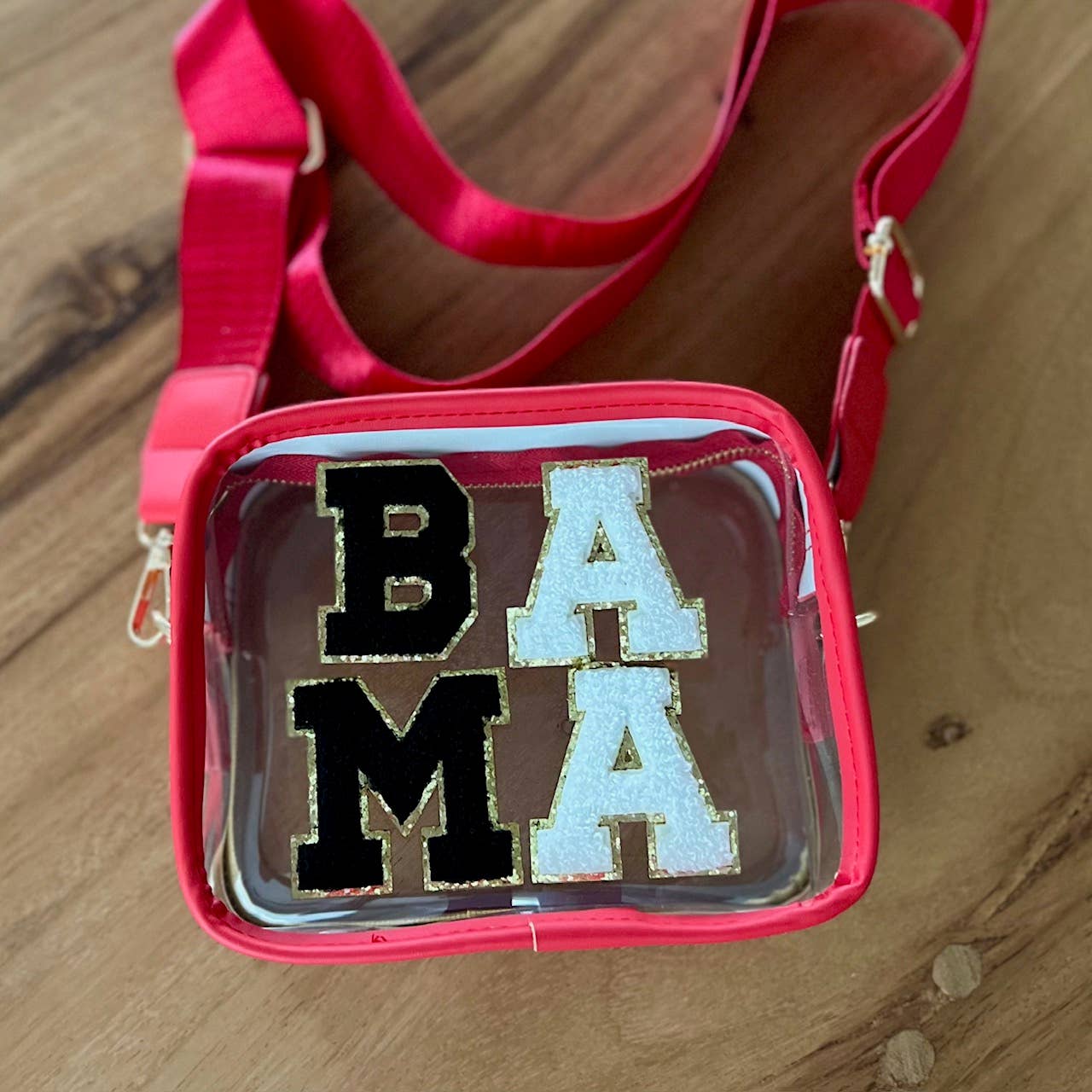 Clear Game Day Stadium Approved Shoulder Bag With Strap: Red