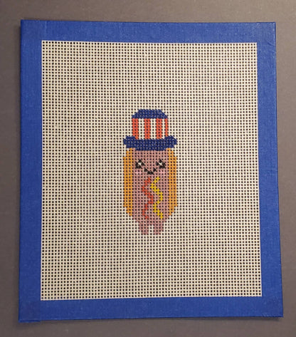 Needlepoint canvas hot dog Americana 4th of July series