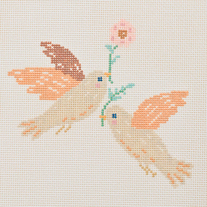 12 Days Of Christmas - Two Turtle Doves Hand Painted Needlepoint Canvas