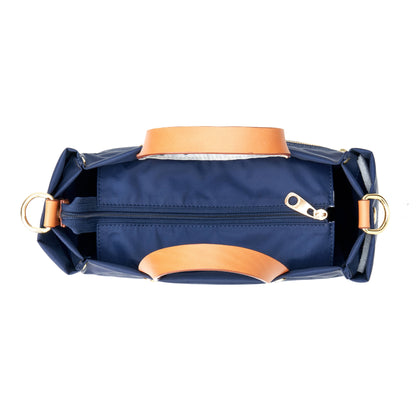 "Joey" Navy Nylon Tote with Leather Accents