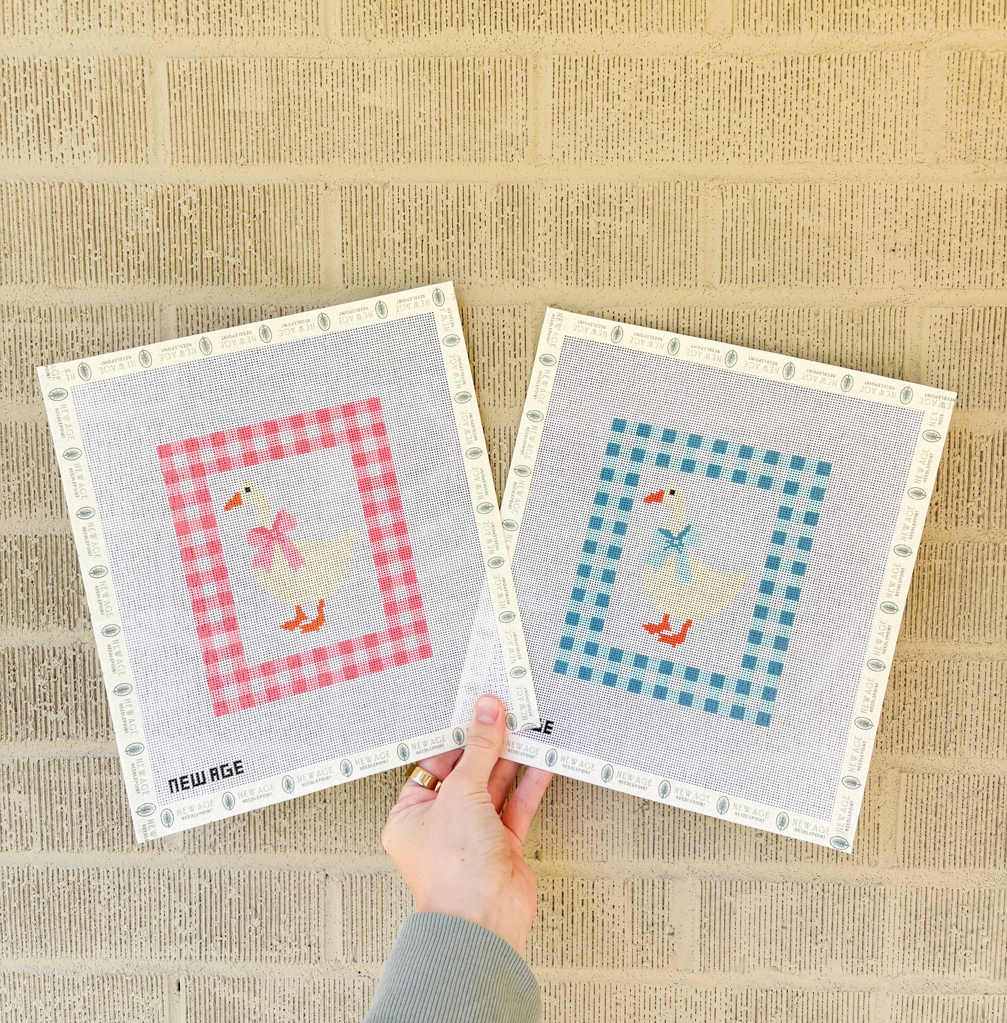 Gingham Baby Goose Needlepoint Canvas