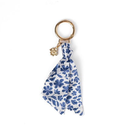 Floral Satin Keychain: Green Gingham