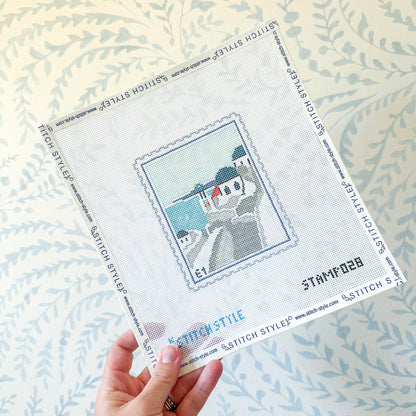 Santorini Travel Stamp Canvas
