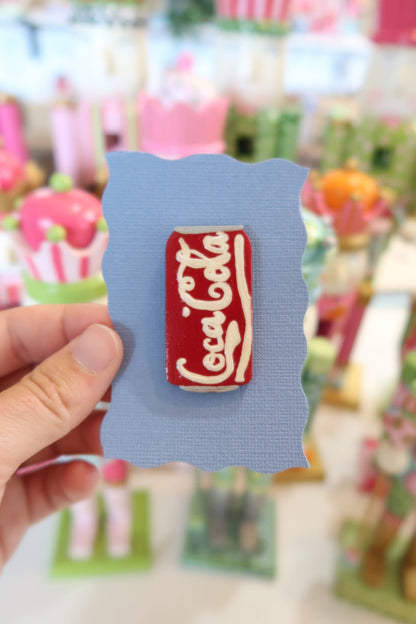 Handbpainted sodie can needle minders: Diet cola