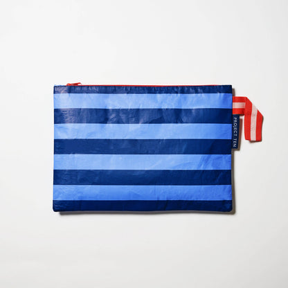 Large Zip Pouch – Blue Stripe