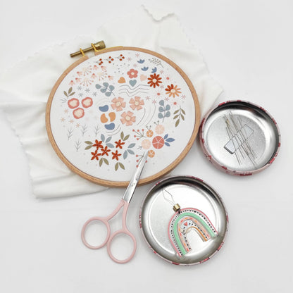 Round Magnetic Needle Case for Embroidery/Cross Stitch/Hand Stitch/Sewing - Modern Style Needle Organizer: NEW Floral / Random