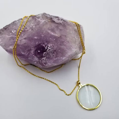 Magnifier Found Object Necklace - Gold or Silver: Gold