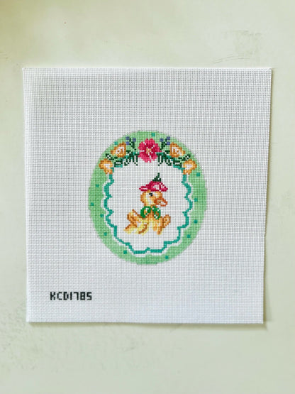 Polka Dot Easter Vignette Duck Oval Canvas