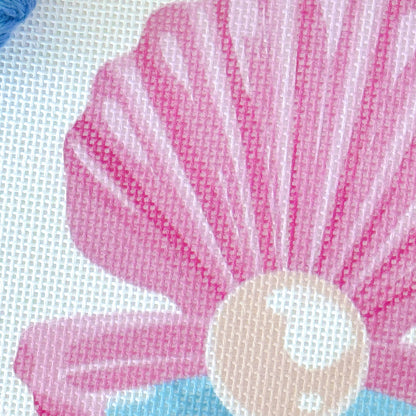 Pink Pearl Shell Needlepoint Canvas, Artisan Printed Canvas,