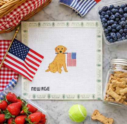 Patriotic Golden Retriever Canvas