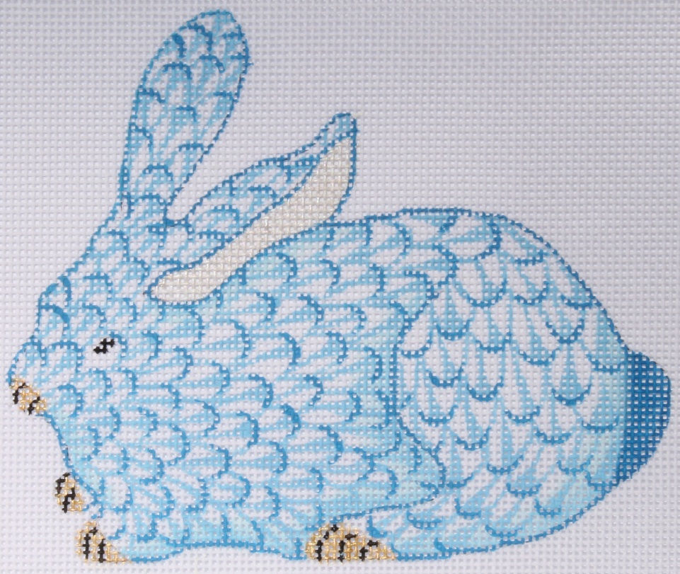 Mini Fishnet Sitting Bunny Canvas - Blue – Stitch Society