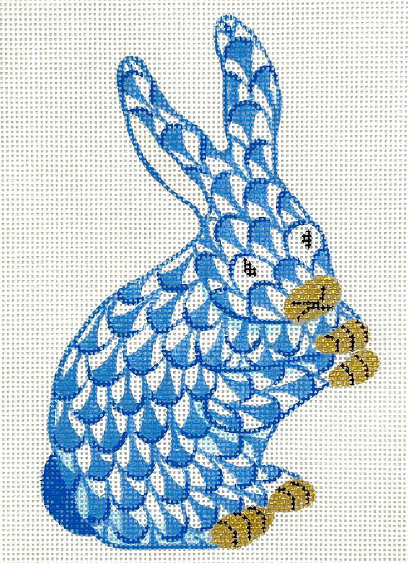 Mini Fishnet Standing Bunny Canvas - Blue – Stitch Society
