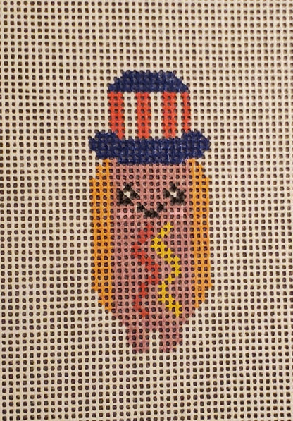 Needlepoint canvas hot dog Americana 4th of July series