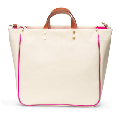 "Codie" Pink Canvas Tote with Leather Accents
