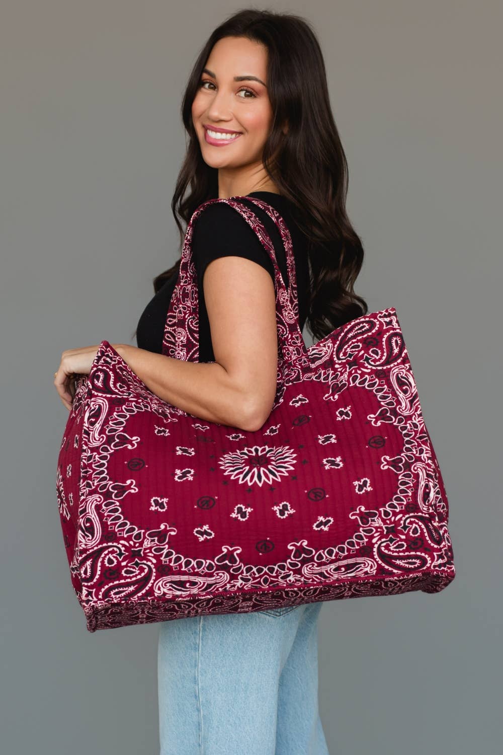 Burgundy Bandana Tote