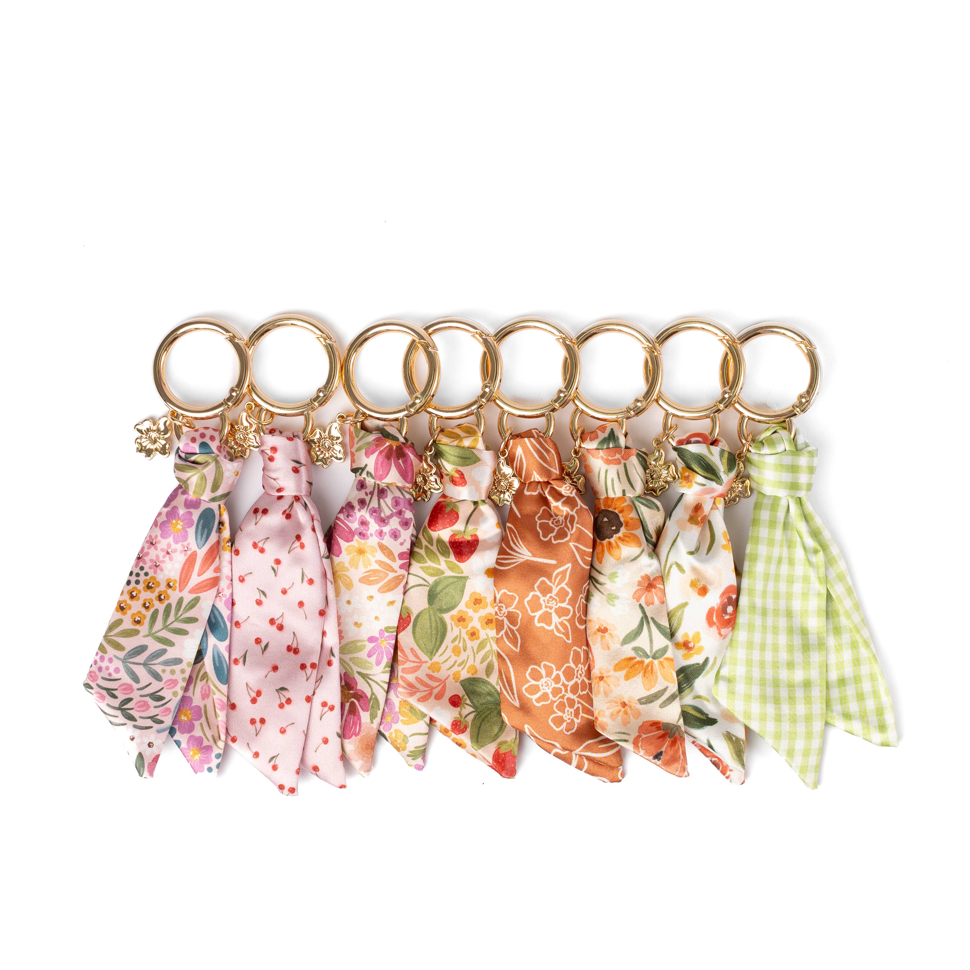 Floral Satin Keychain: Black Floral