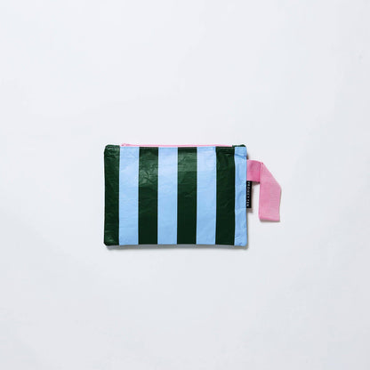 Green Blue Stripe Mini Zip Pouch